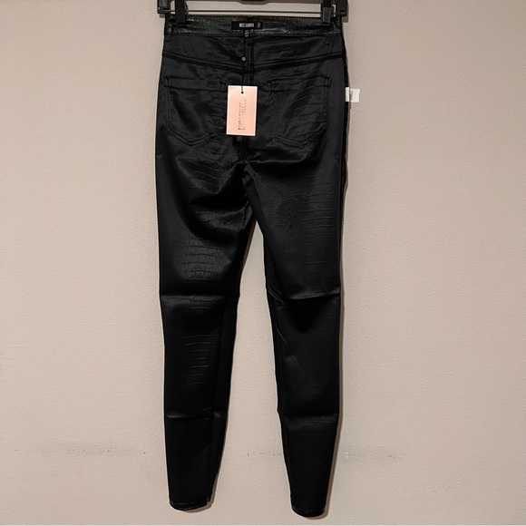 Tall Stassie X Missguided Croc Print Faux Black Leather Trousers - Picture 9 of 16